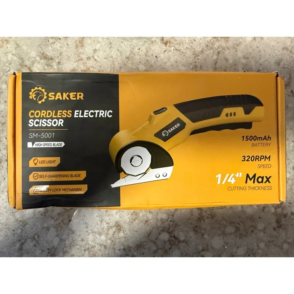 Saker Plus Cordless Electric Scissors SM-5001 4V Handheld Fabric Cutter LED